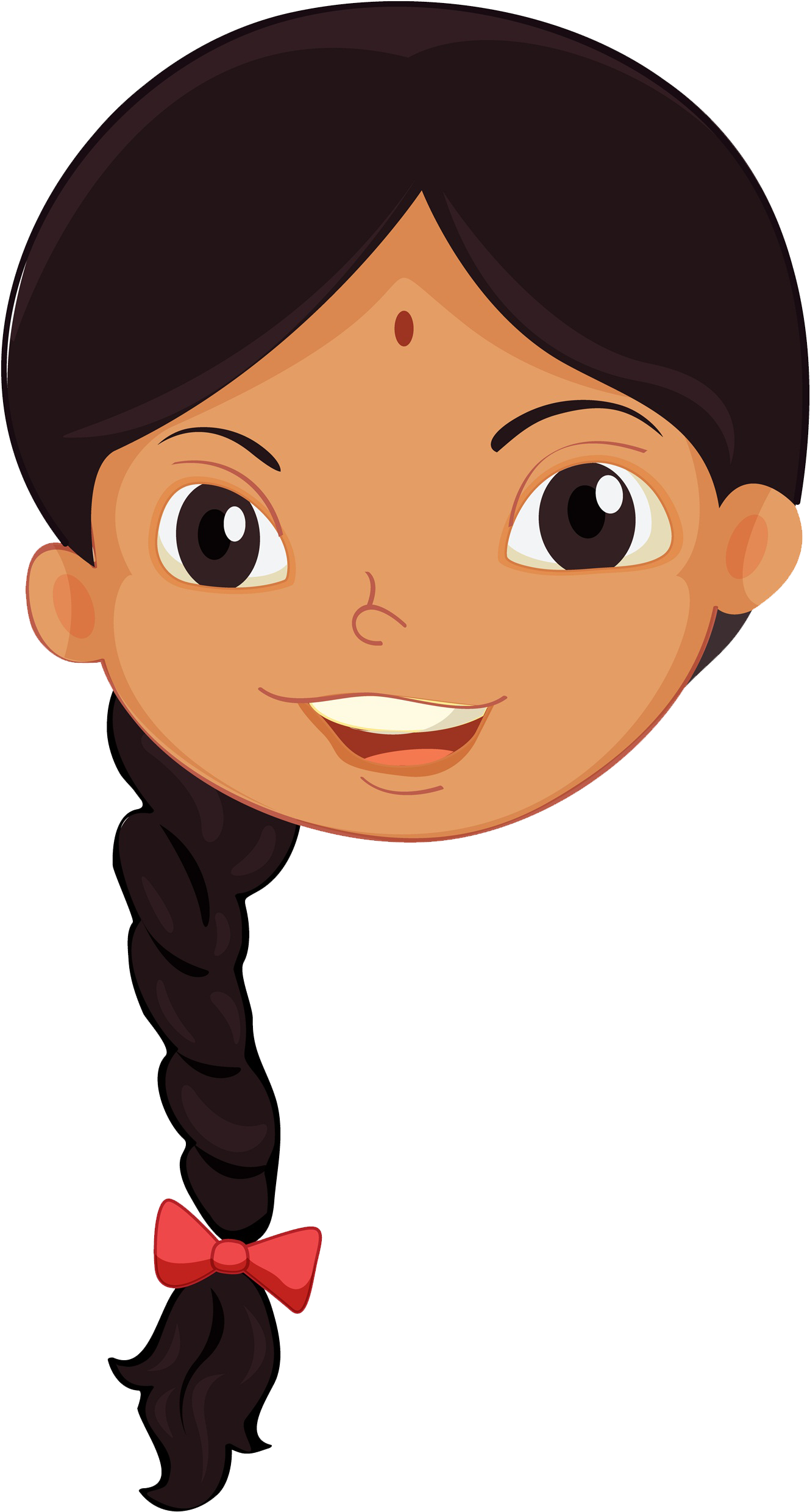 Indian People Girl Clip Art - Indian Girl Face Cartoon (1387x2519)