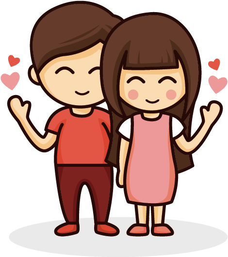 Drawing Cartoon Couple Love - Love Couple Cartoon Png (596x596)
