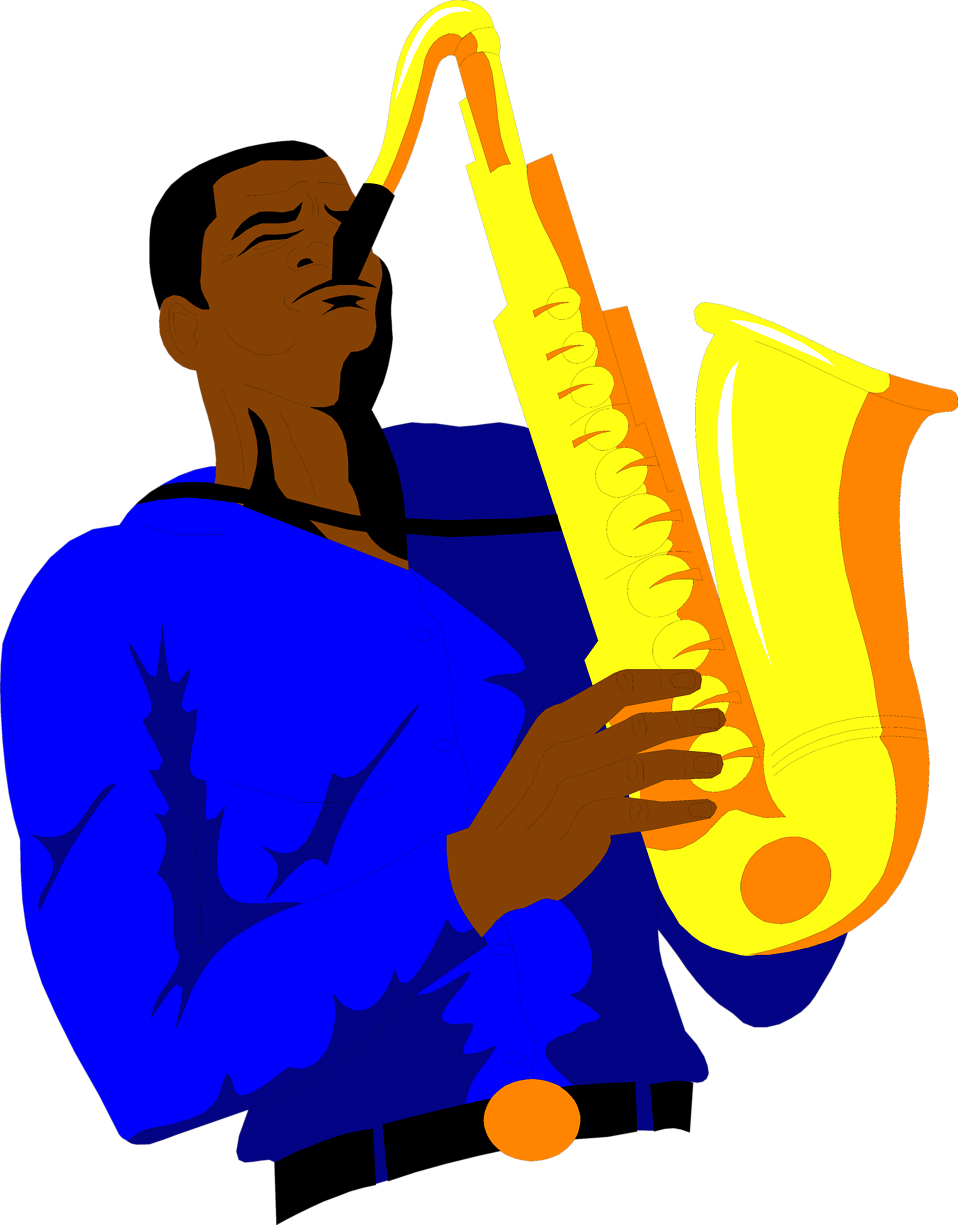 Saxophone Free An African American Clip Art - Guy Playing Saxophone Clipart (958x1225)