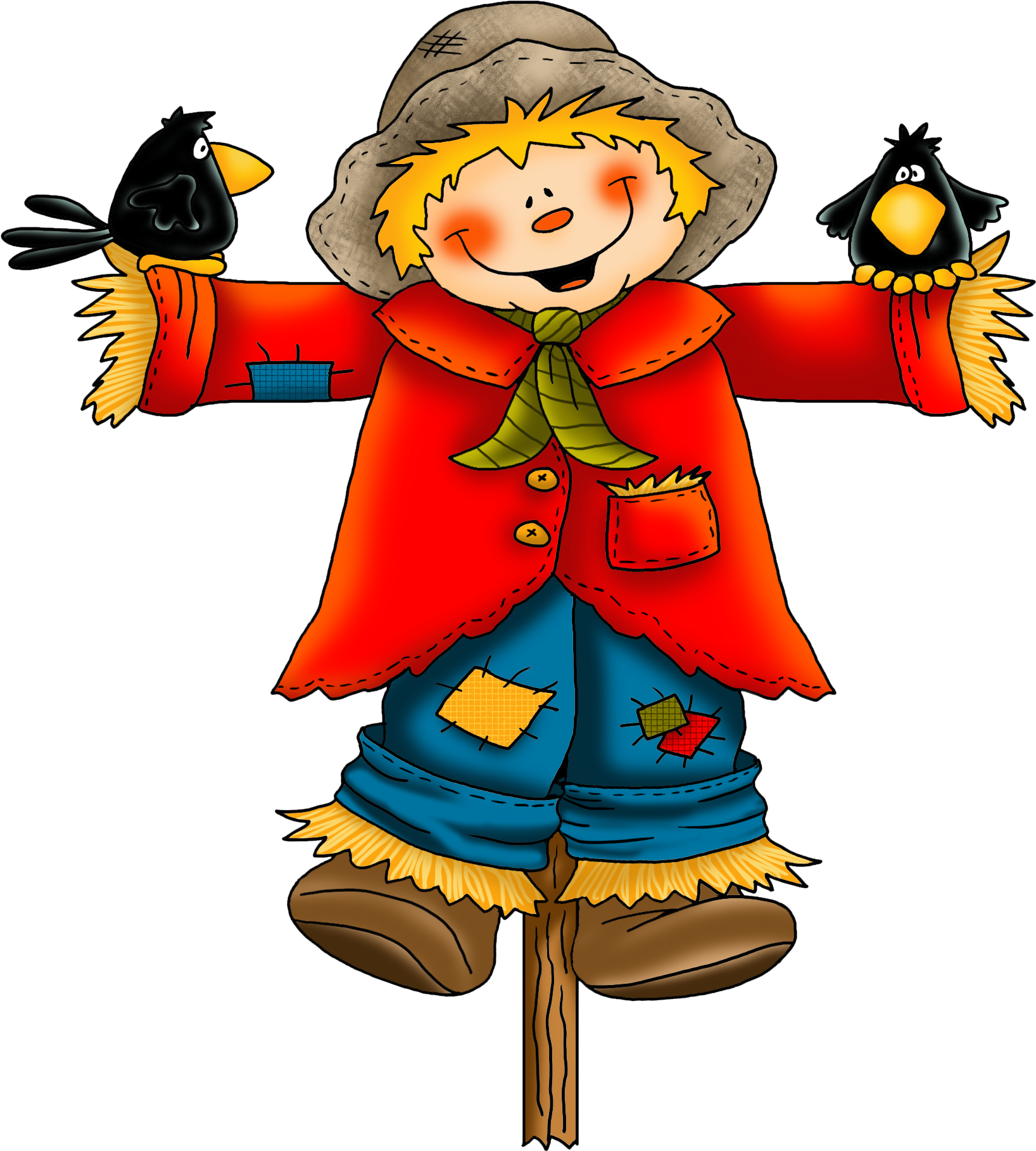 Scarecrow Clipart - Scarecrows In The Pumpkin Patch: Linework Pattern Workbook (1651x1876)