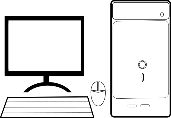 Computer Black And White Computer Clipart Black And - Parts Of Computer Clipart (600x415)