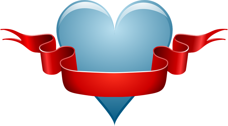 Heart Love Ribbon Red Banner Valentine Romance - Ribbon Clip Art (960x529)