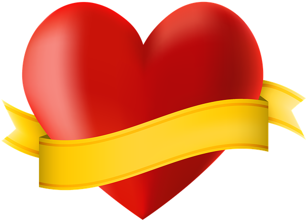 Heart With Ribbon Png (640x472)