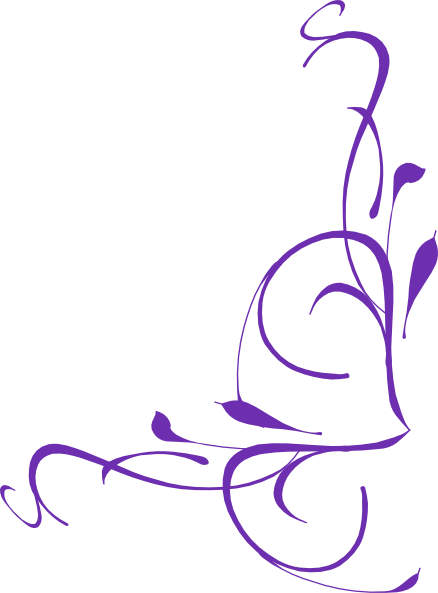Floral Swirly Clip Art - Purple Floral Corners Clip Art (438x593)