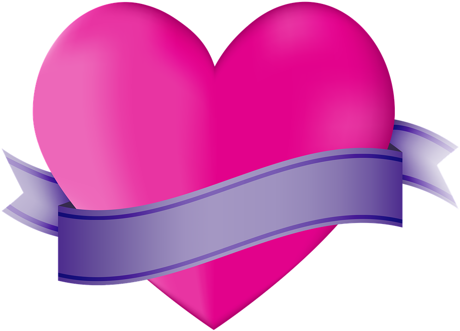 Icon, Heart, Ribbon, Banner, Copy Space, Valentine - Herzen Clipart Lila Png (960x709)