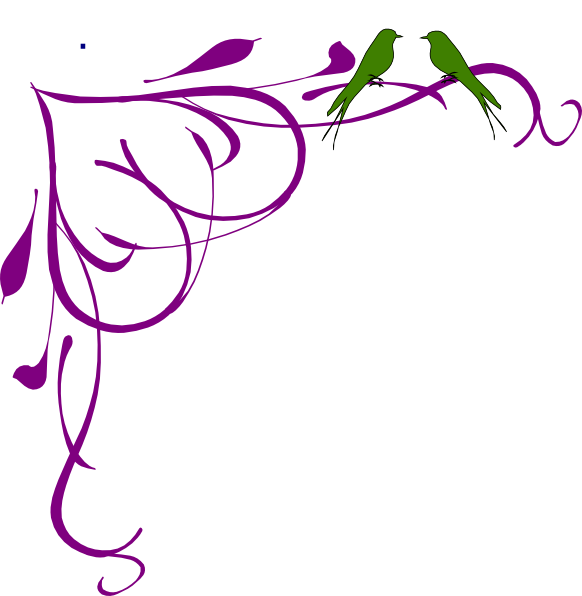 Love Birds Grey Corner Frame Purple Clip Art - Fancy Border Clip Art (582x596)