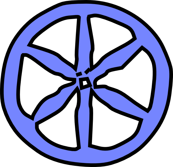 Free Vector Blue Antique Wheel Clip Art - Clip Art Wheels (600x578)