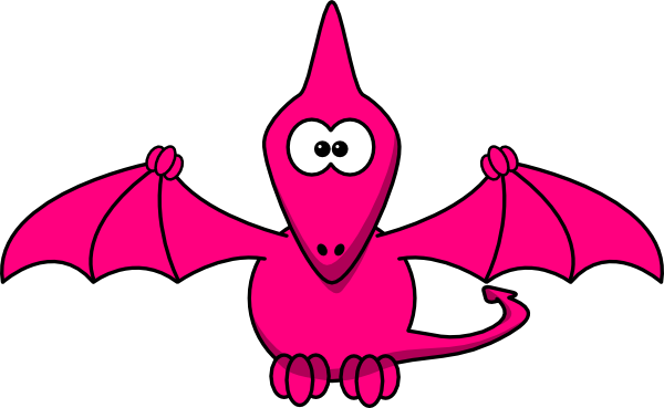 Pink Pterodactyl Pretty Clip Art - Cartoon Pterodactyl (600x369)
