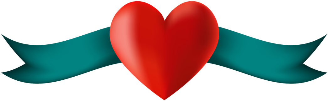 Banner Heart Placeholder Ribbon Awareness Love - Heart (1280x406)