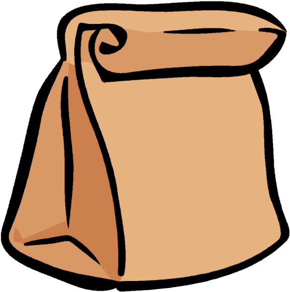 Lunch - Clipart - Brown Paper Bag Cartoon - (601x600) Png Clipart Download