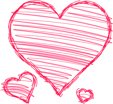 Doodle Hearts Pink Red Handdrawn Pen Drawn Scribble - Hand Drawn Heart Clipart Free (390x354)