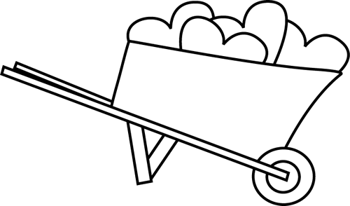 Black And White Wheelbarrow Of Hearts - Pushing Boy Black And White (500x294)