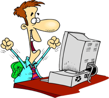 Picture - Cartoon Guy On Computer (365x329)