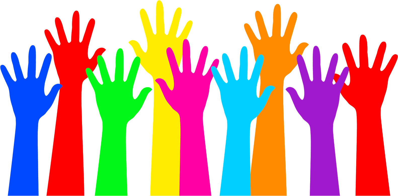 Special Education Teachers - Hands Up Clipart (1600x798)