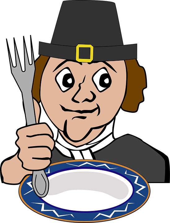 Plate Person Hungry Face Restaurant Table Dish - Pilgrims Hungry Clipart (549x720)