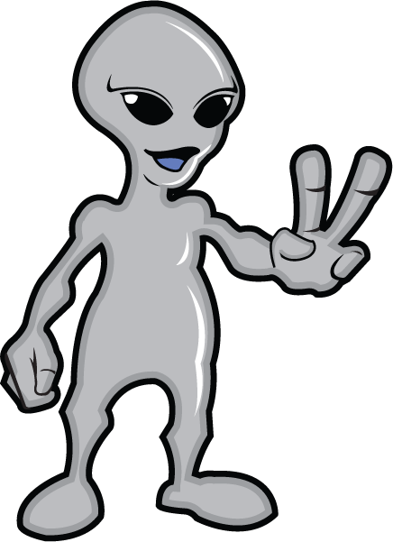 Gray Alien Clipart - Two Fingers Peace Sign (436x601)