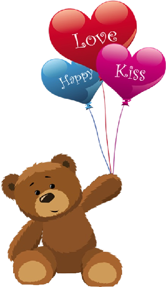Cute Grey Baby Bears Cartoon Animal Clip Art Images - Teddy Bear With Balloons (600x600)