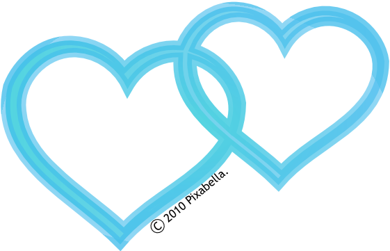 Interlocking Hearts Clipart - Linked Heart Clip Art (561x361)