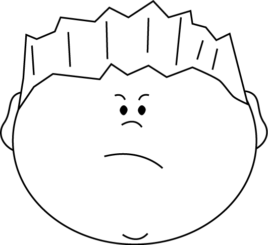 Mad Face Angry Face Clip Art Clipart - Boy Happy Face Clipart Black And White (531x486)