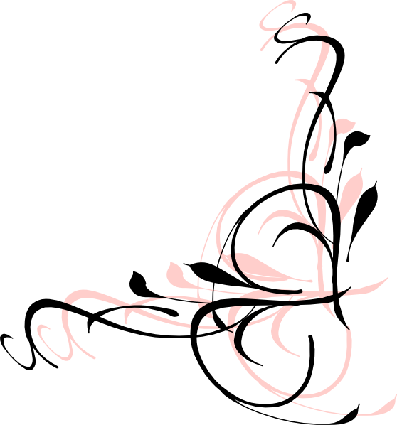 Floral Swirls Pink And Black Clip Art - Pink And Black Swirls (558x598)