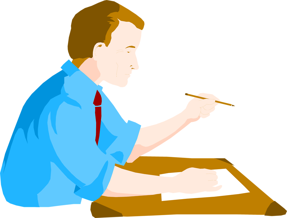 Desk Free Stock Photo Illustration Of A Business Man - Man At Desk Clip Art (958x728)
