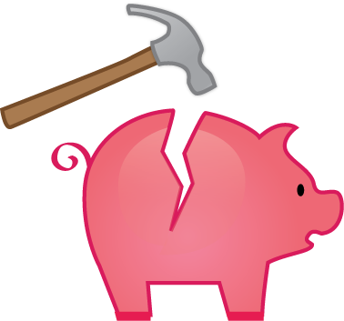 Sad Clipart Piggy Bank - Empty Piggy Bank Clipart (378x353)