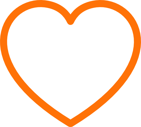 Orange Love Heart Outline (600x537)
