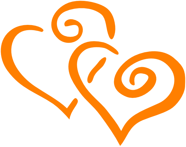 Orange Intertwined Hearts Clip Art - Wedding Anniversary Clip Art (600x473)