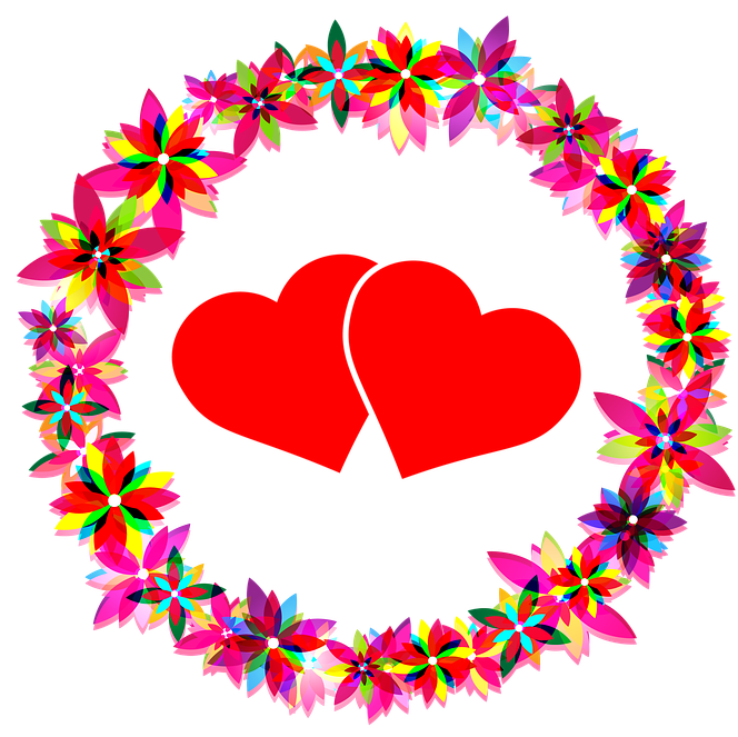 Flowers Hearts Love Wreath Frame Circle - Imagenes Con Flores Y Corazones (720x720)