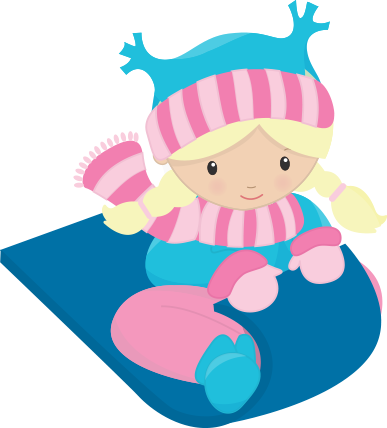 Girls Enjoying The Snow Clip Art - Winterspaßgeburtstag Karte (387x428)