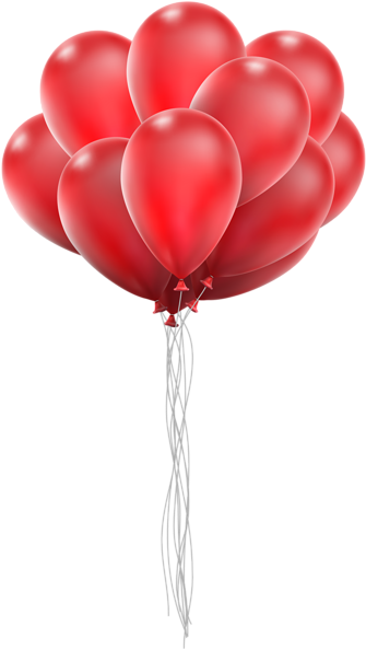 Balloon Bunch Png Clip Art Image - Red Heart Balloon Png (338x600)