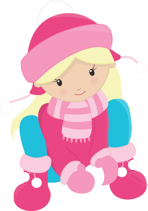 Girls Enjoying The Snow Clip Art - Winter Girl Clipart (302x428)