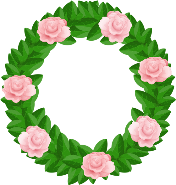 Wreath With Roses Free Png Clip Art Imageu200b Gallery - Clip Art (569x600)