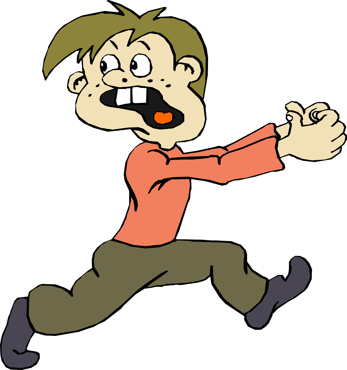 Scary Clipart Scared Guy - Cartoon Man Running Scared (1201x1280)