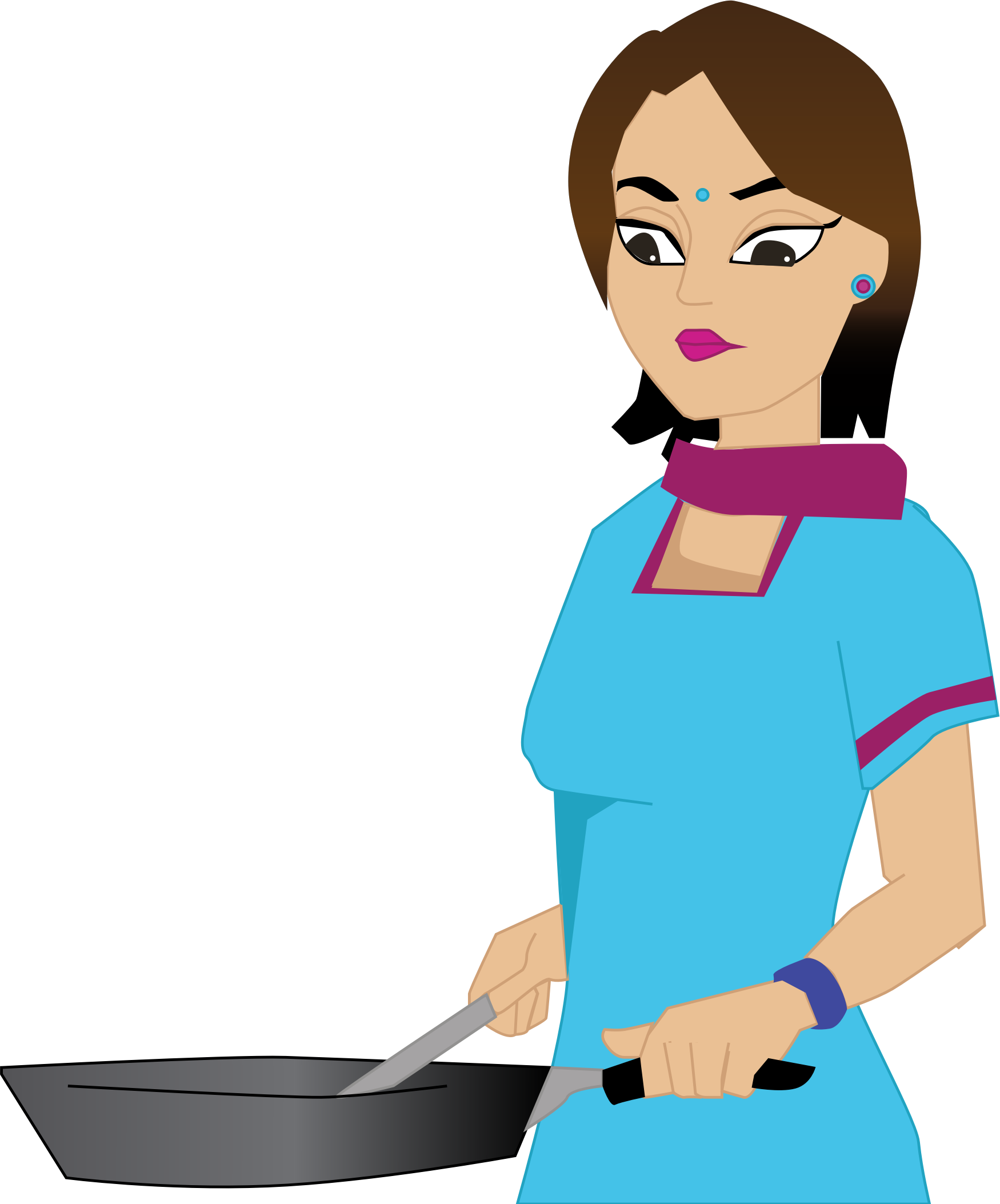 Big Image - Woman Cooking Clipart (1750x2107)