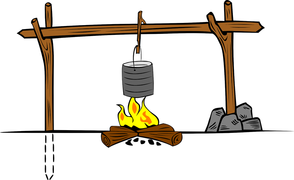 Cooking Fire Crane Camp - Camp Cooking Clipart (960x589)