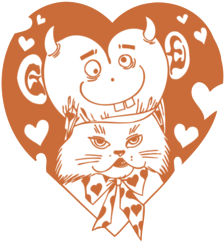 Valentine Cat With Devil In Heart - Heart (674x518)