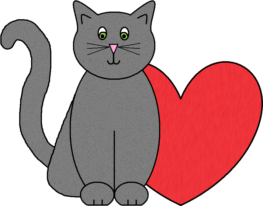 Рисунок котик с сердечком
