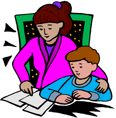 A Teacher's Idea - Mother Helping With Homework Clipart (385x394)