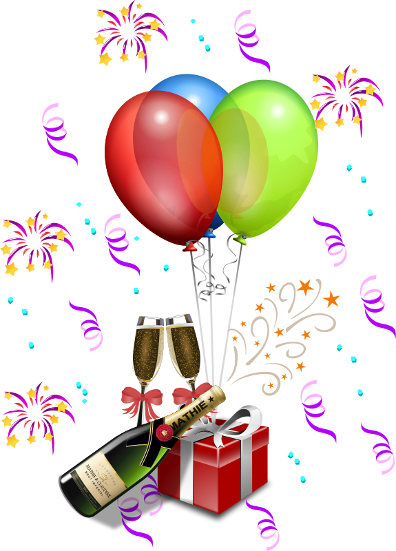 Free Champagne Showers 1 - New Year Celebration Clip Art (575x800)