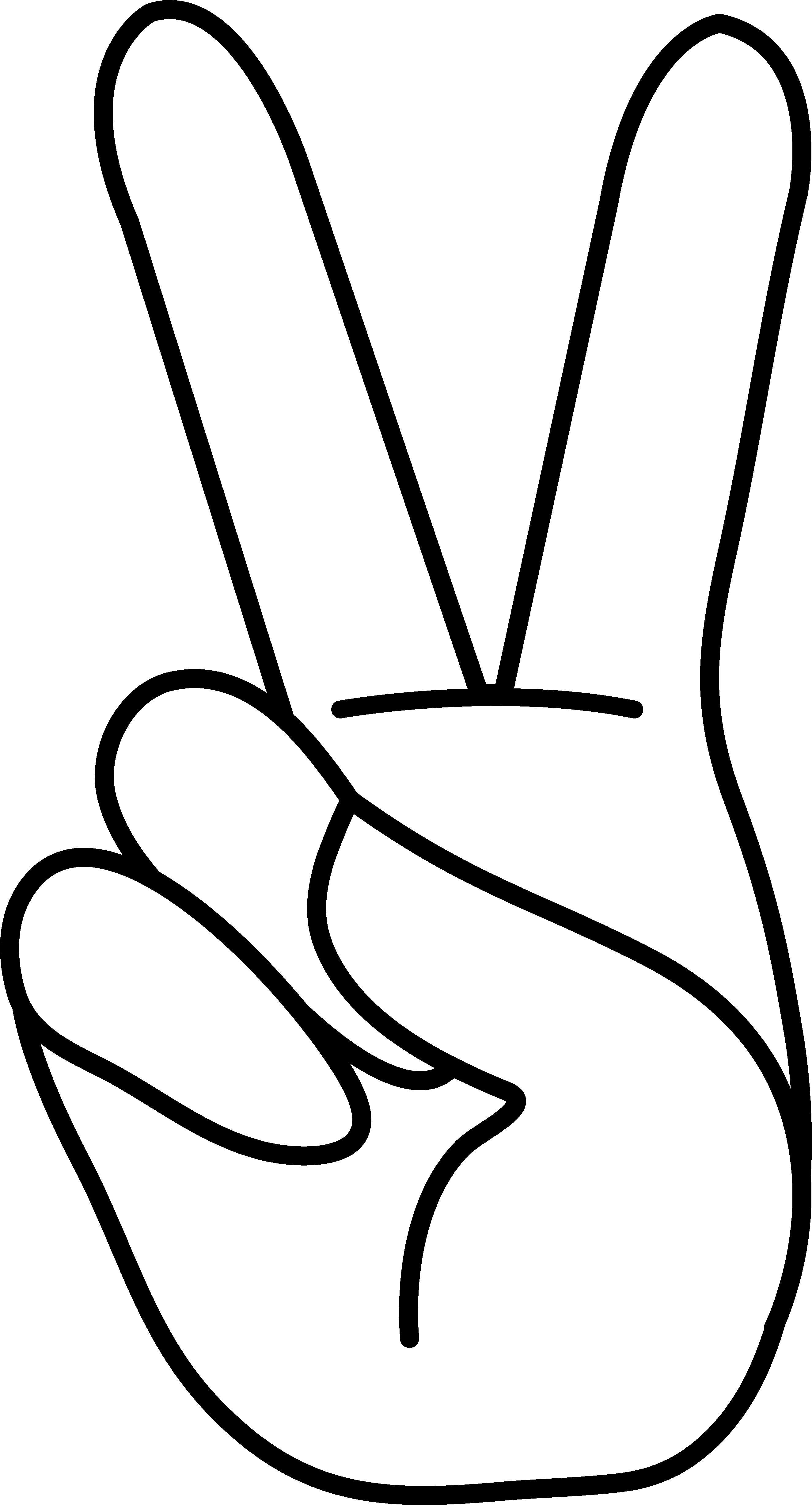 Peace Sign Peace Hand Sign Line Art Bodies 2 And Clip - Peace Sign Hand Clip Art (2650x4908)