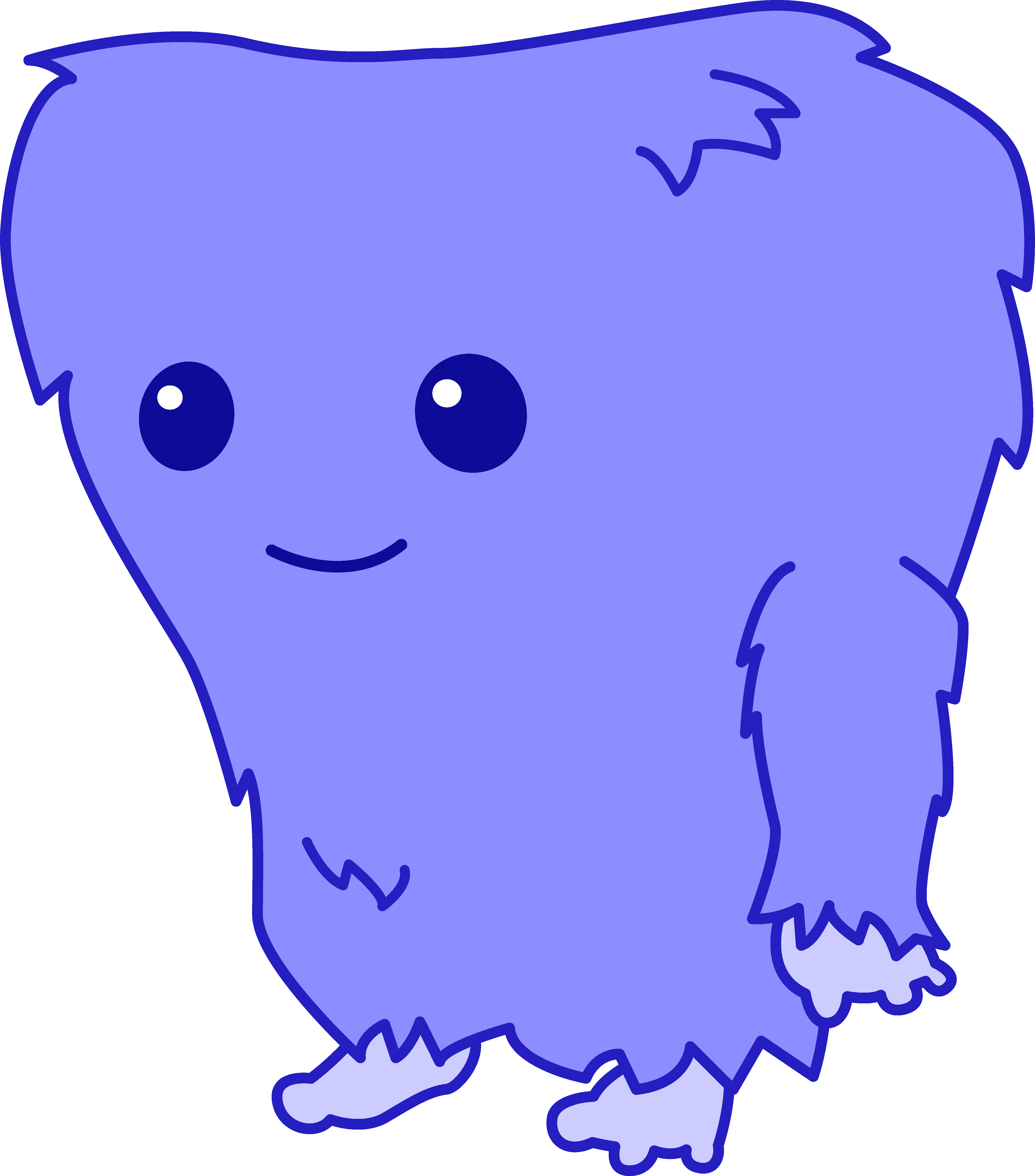 Cute Fuzzy Blue Monster - Cute Cartoon Monster Png (4812x5470)