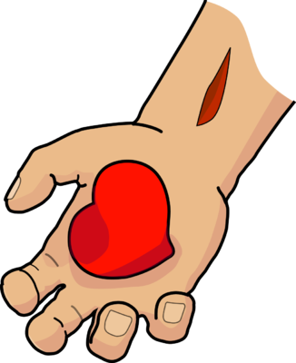 Given Heart - Heart In Hand Png (326x400)