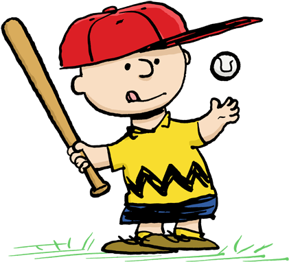 Snoopy Clipart And Fun Snoopy Stuff - Charlie Brown Playing Baseball (440x426)