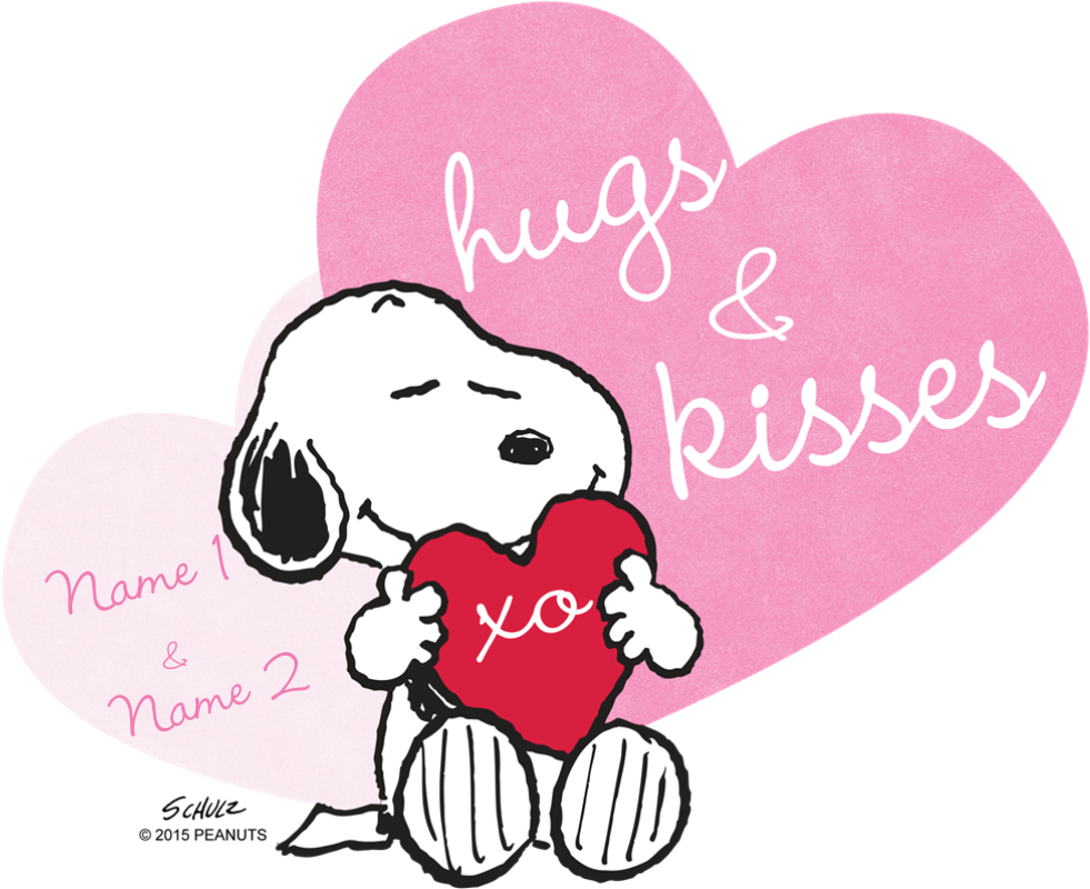Snoopy Hugs And Kisses Personalize T Shirt Snoopy Hug - Snoopy Hugs And Kisses (1000x1000)