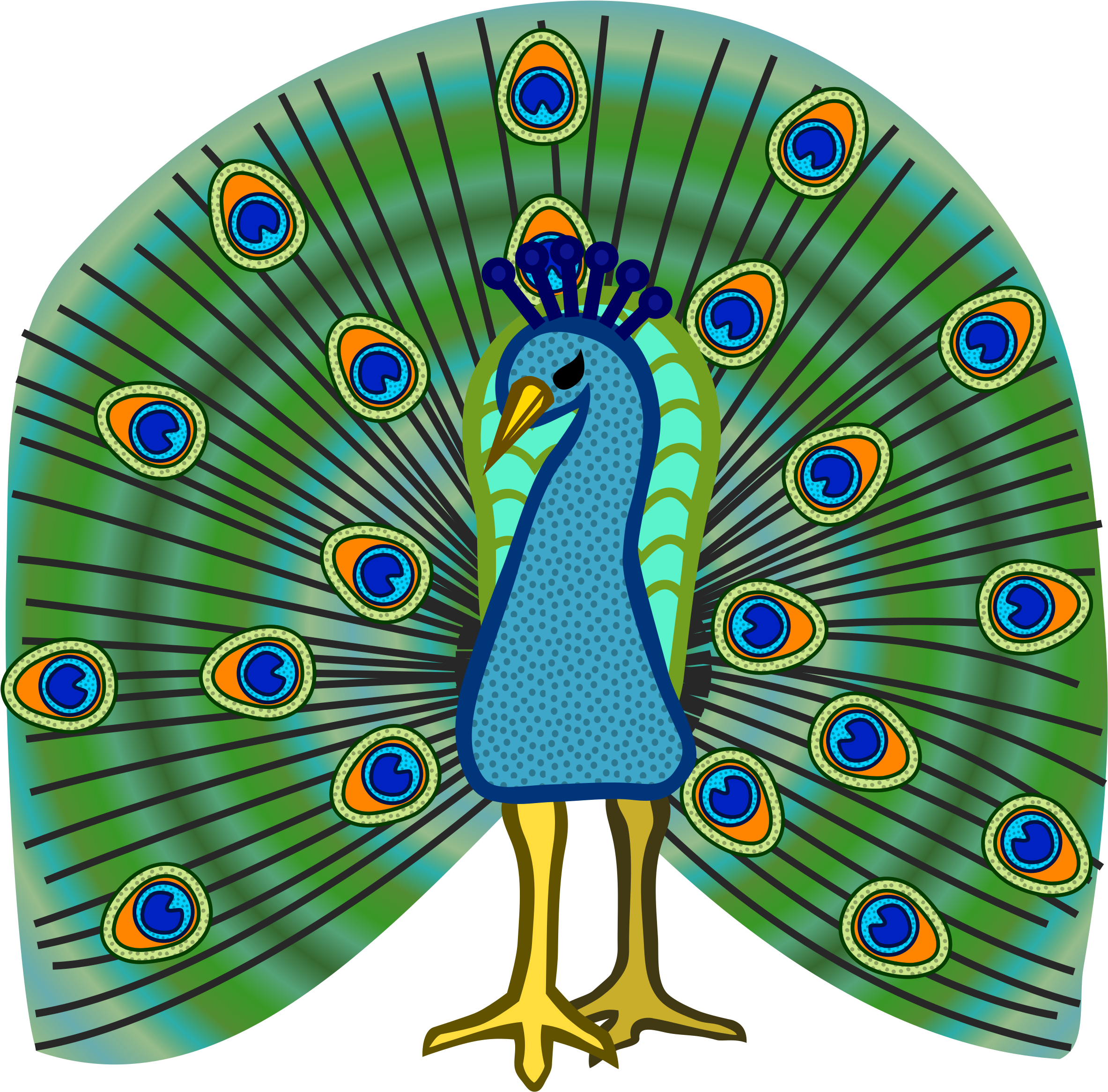 Clip Art Peacock Clipartfest - Coloured Picture Of Peacock (2400x2400)