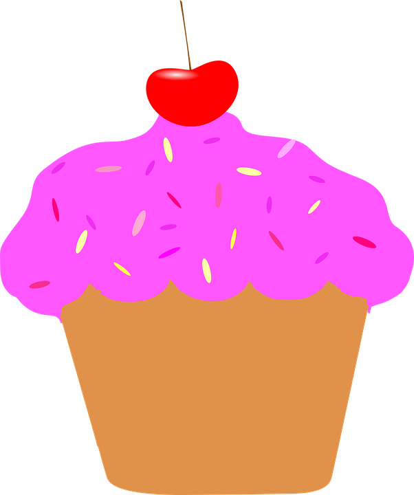 Pink Cherry Cupcake Clip Art At Vector Clip Art Online - Animation Cupcakes (602x720)