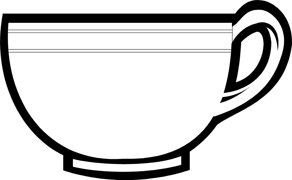 Monochrome Clipart Mug - Tea Cup Clip Art (958x590)
