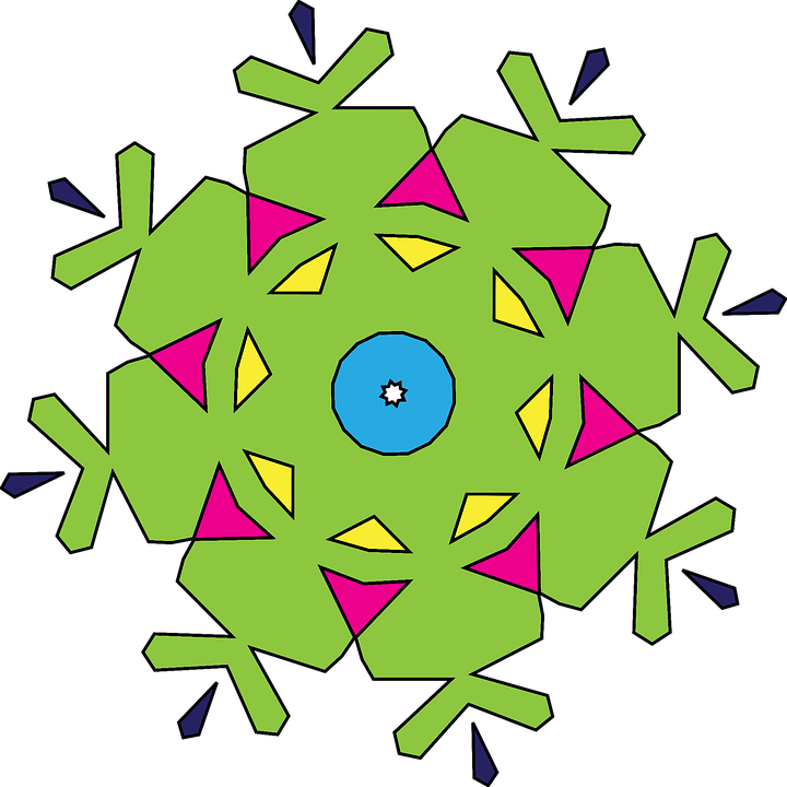 Kaleidoscope Geometric Shapes Abstract Pattern - Simple Green Snowflake Mugs (1280x1280)