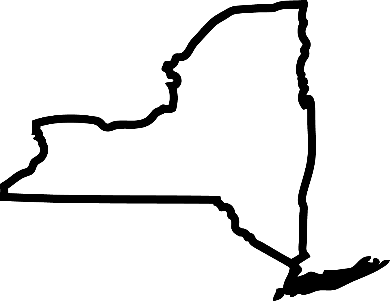 New York State Clipart - Outline Of New York State (1350x1041)